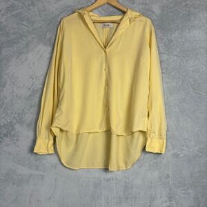 Mos Mosh Clara Nani Yellow Lyocell High Low Button Down Shirt 126110 Womens L